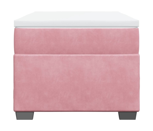 Cama box spring con colchón terciopelo rosa 100x200 cm