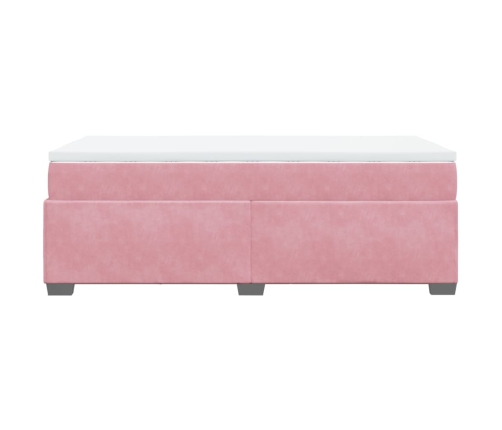 Cama box spring con colchón terciopelo rosa 100x200 cm