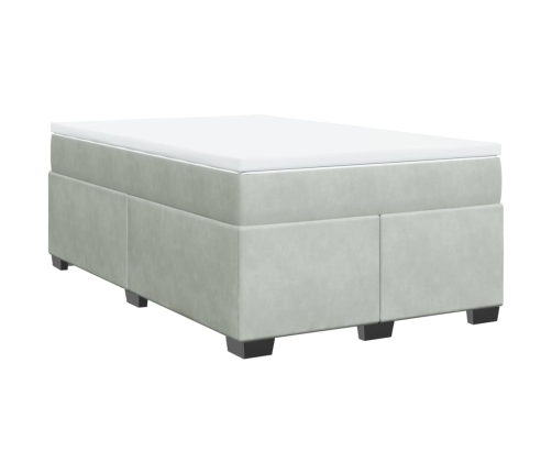 Cama box spring con colchón terciopelo gris claro 120x190 cm