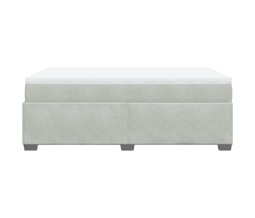 Cama box spring con colchón terciopelo gris claro 120x190 cm