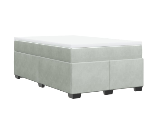 Cama box spring con colchón terciopelo gris claro 120x190 cm