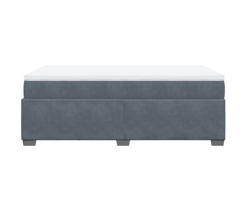 Cama box spring con colchón terciopelo gris oscuro 120x190 cm