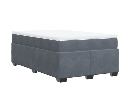 Cama box spring con colchón terciopelo gris oscuro 120x190 cm