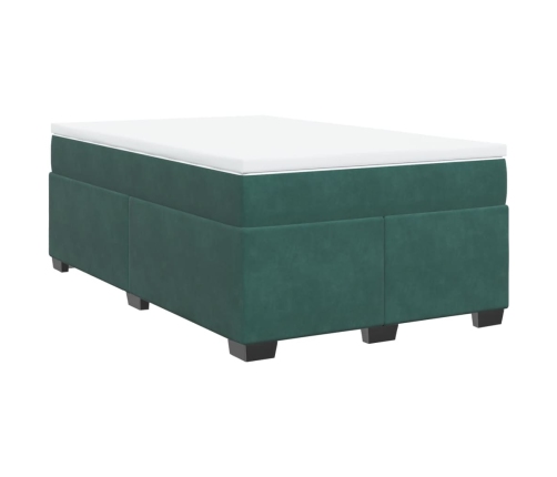 Cama box spring con colchón terciopelo verde oscuro 120x190 cm