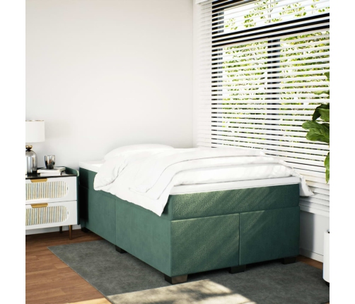 Cama box spring con colchón terciopelo verde oscuro 120x190 cm