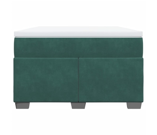 Cama box spring con colchón terciopelo verde oscuro 120x190 cm