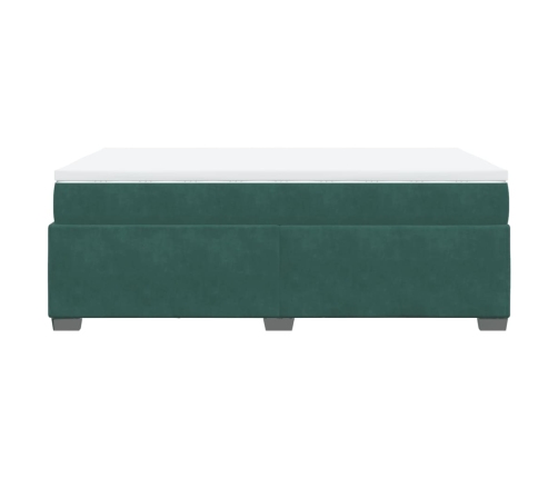 Cama box spring con colchón terciopelo verde oscuro 120x190 cm