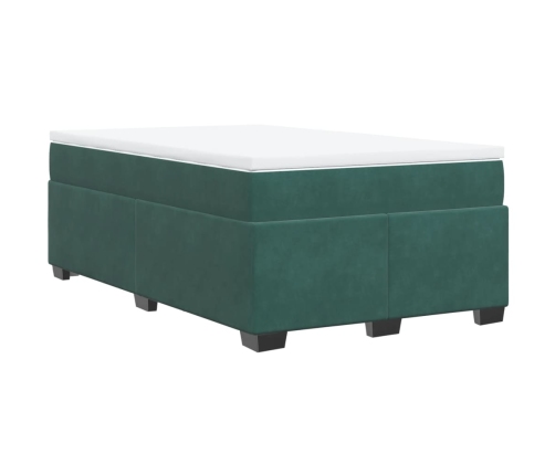 Cama box spring con colchón terciopelo verde oscuro 120x190 cm