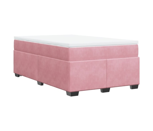 Cama box spring con colchón terciopelo rosa 120x190 cm