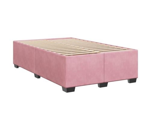 Cama box spring con colchón terciopelo rosa 120x190 cm