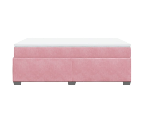 Cama box spring con colchón terciopelo rosa 120x190 cm