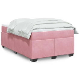 Cama box spring con colchón terciopelo rosa 120x190 cm