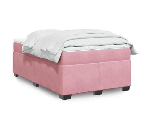 Cama box spring con colchón terciopelo rosa 120x190 cm