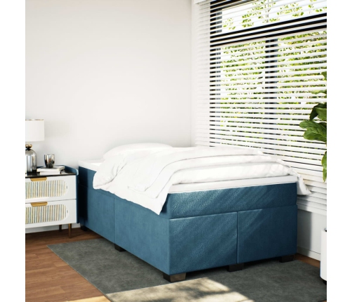 Cama box spring con colchón terciopelo azul oscuro 120x200 cm