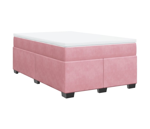 Cama box spring con colchón terciopelo rosa 120x200 cm
