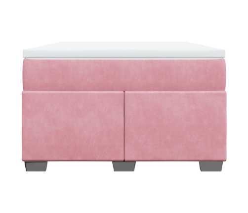 Cama box spring con colchón terciopelo rosa 120x200 cm