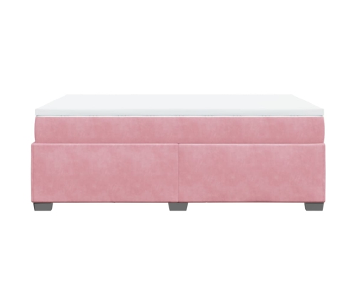 Cama box spring con colchón terciopelo rosa 120x200 cm