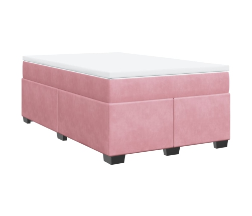 Cama box spring con colchón terciopelo rosa 120x200 cm