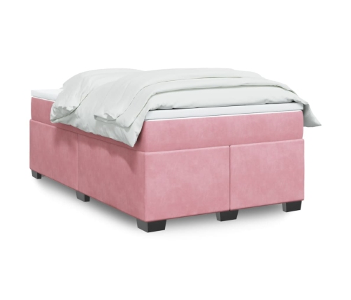 Cama box spring con colchón terciopelo rosa 120x200 cm