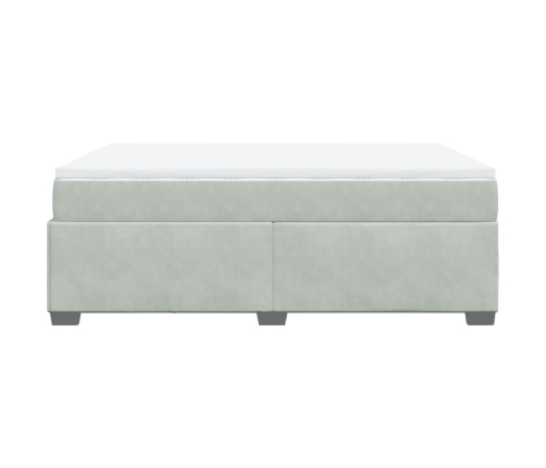 Cama box spring con colchón terciopelo gris claro 140x190 cm