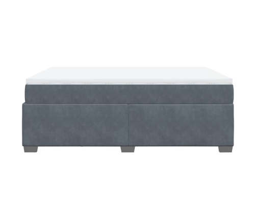 Cama box spring con colchón terciopelo gris oscuro 140x190 cm