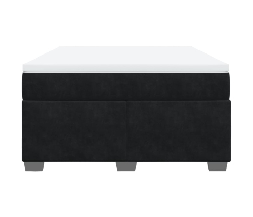 Cama box spring con colchón terciopelo negro 140x190 cm