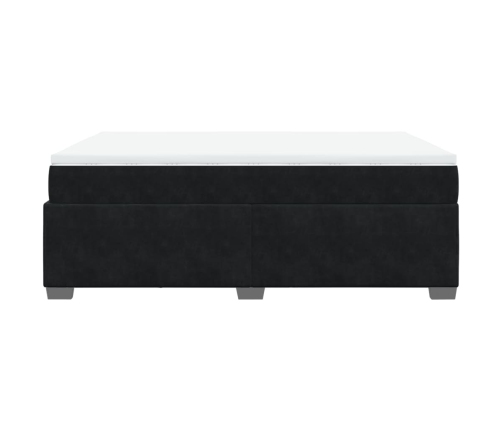 Cama box spring con colchón terciopelo negro 140x190 cm