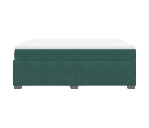 Cama box spring con colchón terciopelo verde oscuro 140x190 cm