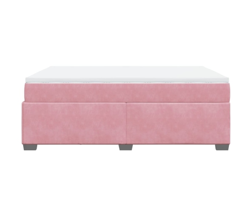 Cama box spring con colchón terciopelo rosa 140x190 cm