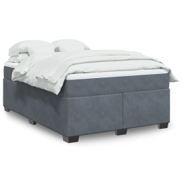 Cama box spring con colchón terciopelo gris oscuro 140x200 cm