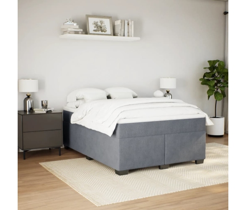 Cama box spring con colchón terciopelo gris oscuro 160x200 cm