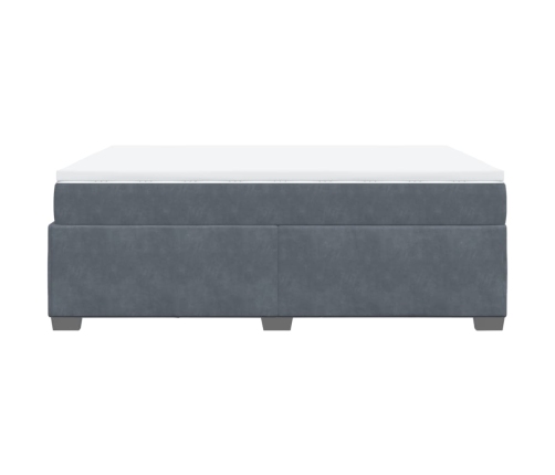 Cama box spring con colchón terciopelo gris oscuro 160x200 cm