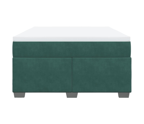 Cama box spring con colchón terciopelo verde oscuro 160x200 cm