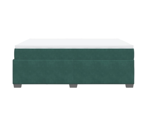 Cama box spring con colchón terciopelo verde oscuro 160x200 cm