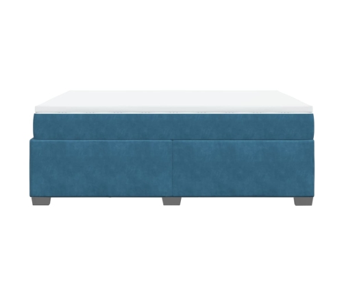 Cama box spring con colchón terciopelo azul oscuro 160x200 cm