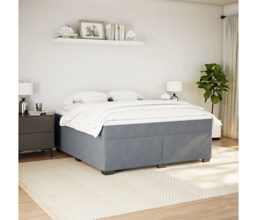 Cama box spring con colchón terciopelo gris oscuro 180x200 cm