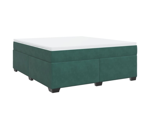 Cama box spring con colchón terciopelo verde oscuro 180x200 cm