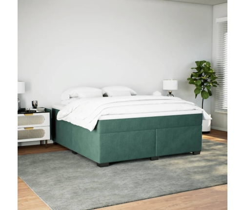 Cama box spring con colchón terciopelo verde oscuro 180x200 cm