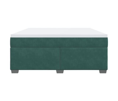 Cama box spring con colchón terciopelo verde oscuro 180x200 cm