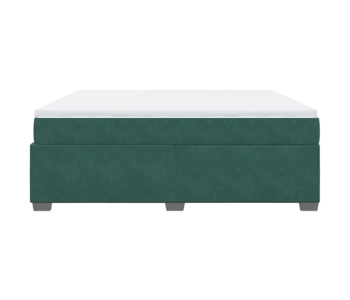 Cama box spring con colchón terciopelo verde oscuro 180x200 cm