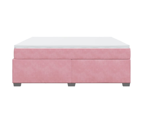 Cama box spring con colchón terciopelo rosa 180x200 cm