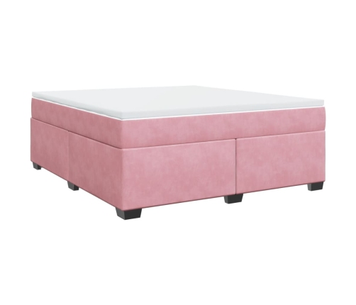 Cama box spring con colchón terciopelo rosa 180x200 cm