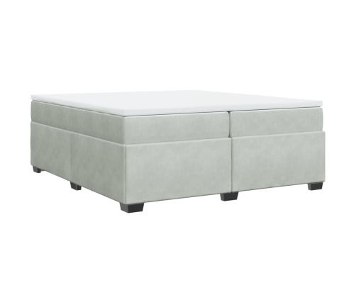 Cama box spring con colchón terciopelo gris claro 200x200 cm