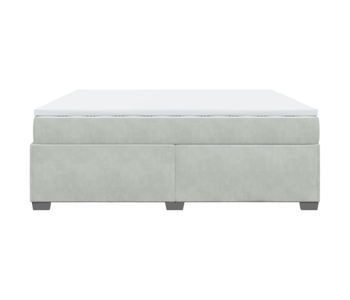 Cama box spring con colchón terciopelo gris claro 200x200 cm