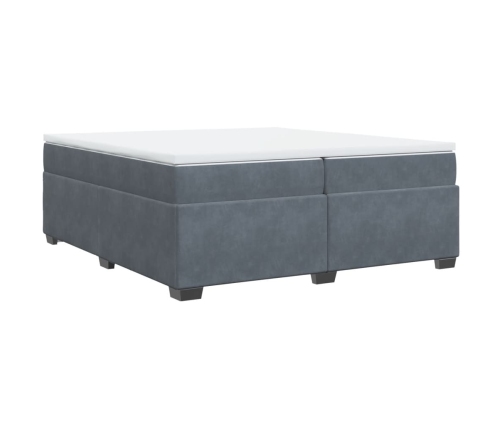 Cama box spring con colchón terciopelo gris oscuro 200x200 cm