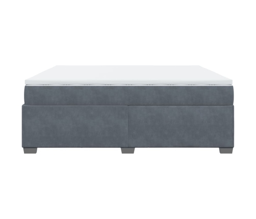 Cama box spring con colchón terciopelo gris oscuro 200x200 cm