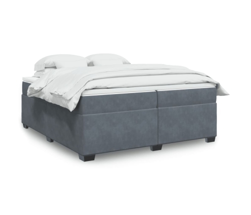 Cama box spring con colchón terciopelo gris oscuro 200x200 cm