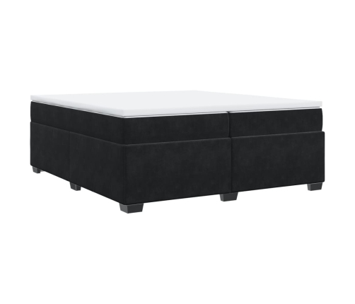 Cama box spring con colchón terciopelo negro 200x200 cm