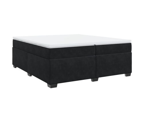 Cama box spring con colchón terciopelo negro 200x200 cm