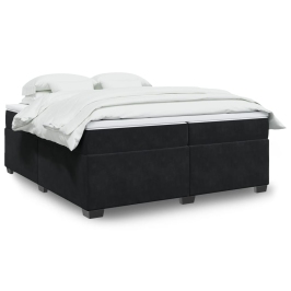 Cama box spring con colchón terciopelo negro 200x200 cm